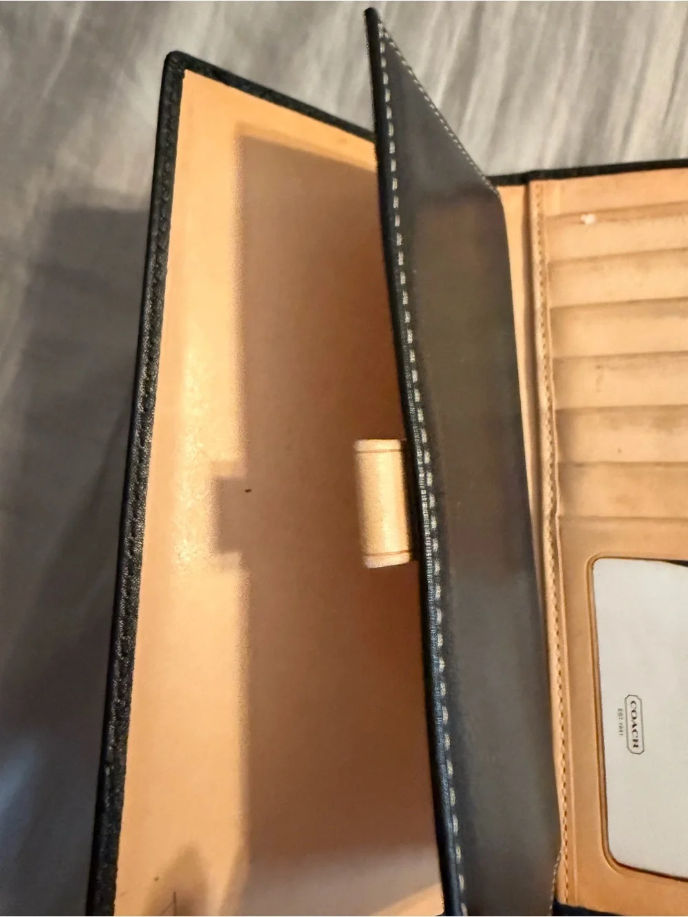 Coach Black Leather bilfold with Silver Hardware